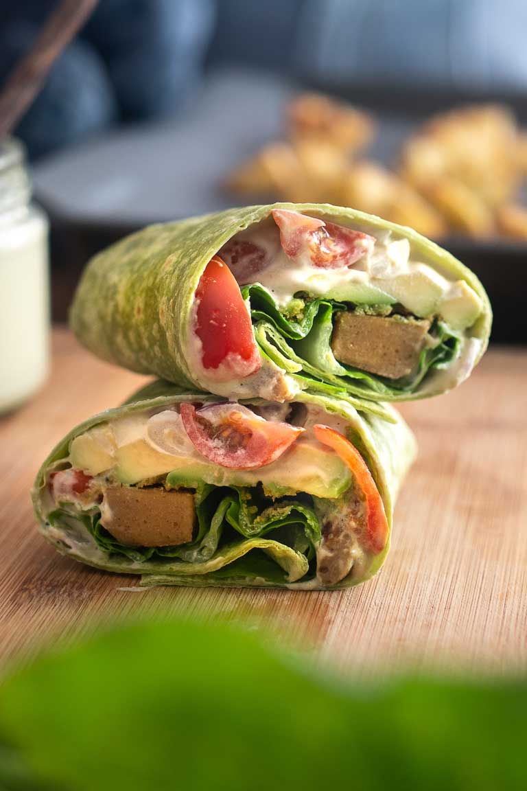 Vegan caesar salad wrap