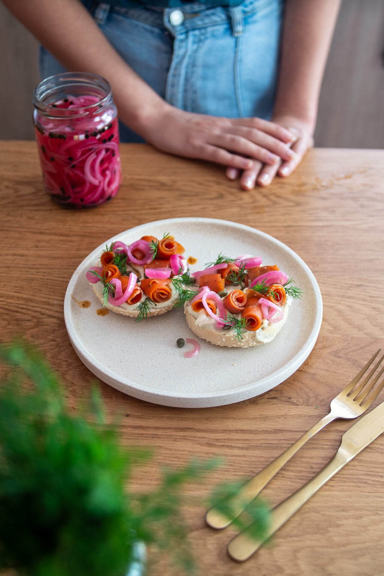 Vibrant Carrot Lox Bagels