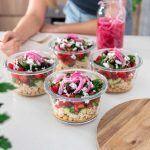 Easy brown rice Mediterranean Salad Jar Meal Prep