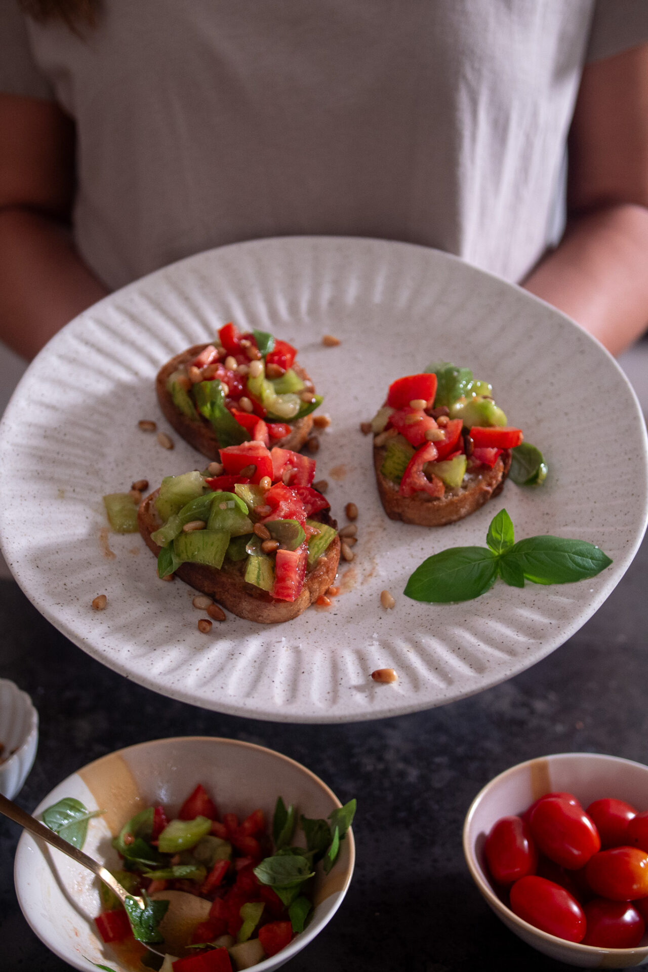 Easy & Delish Homemade Bruschetta on a plate