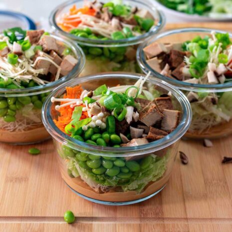 Healthy instant noodles meal prep in containers