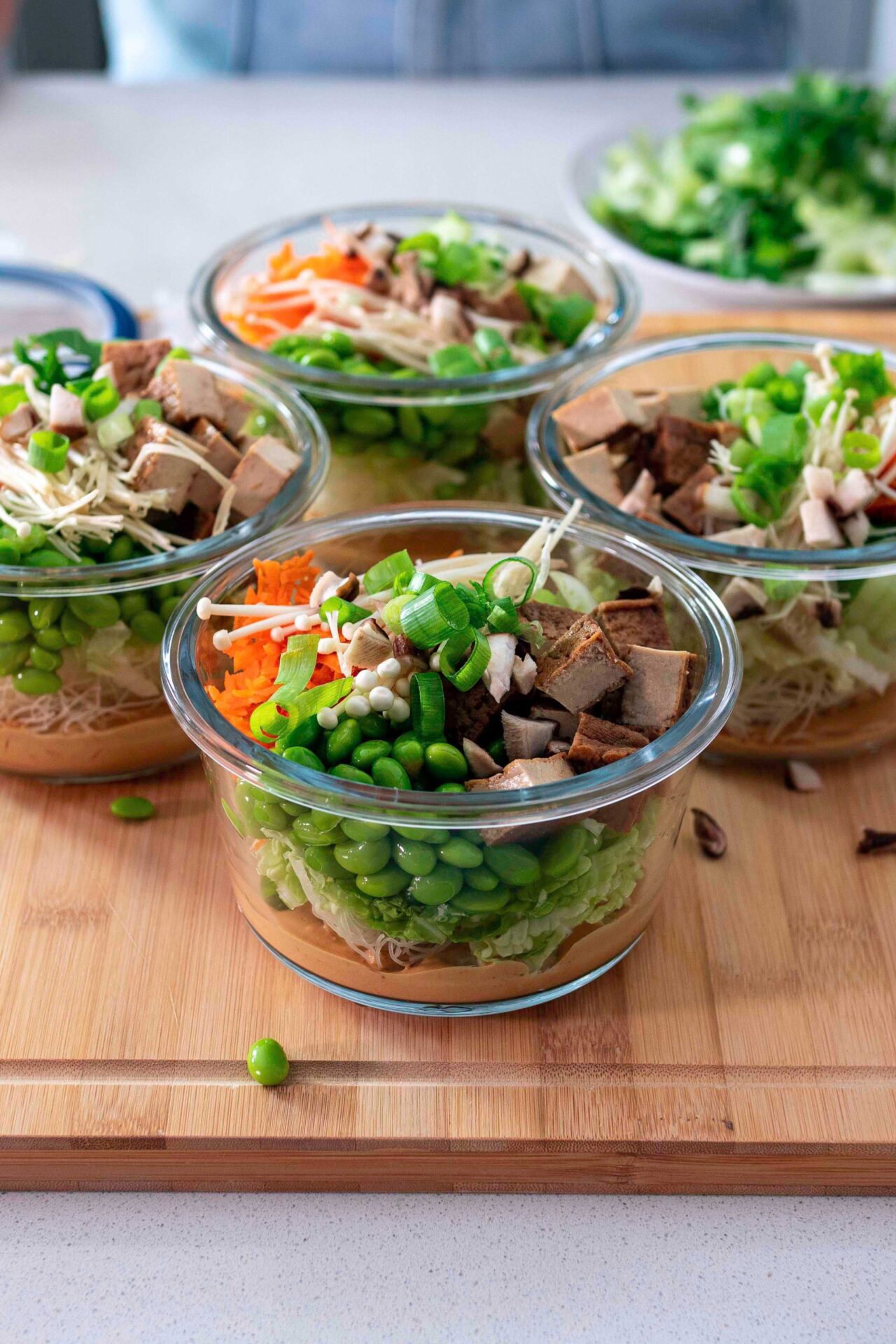 Healthy instant noodles meal prep in containers