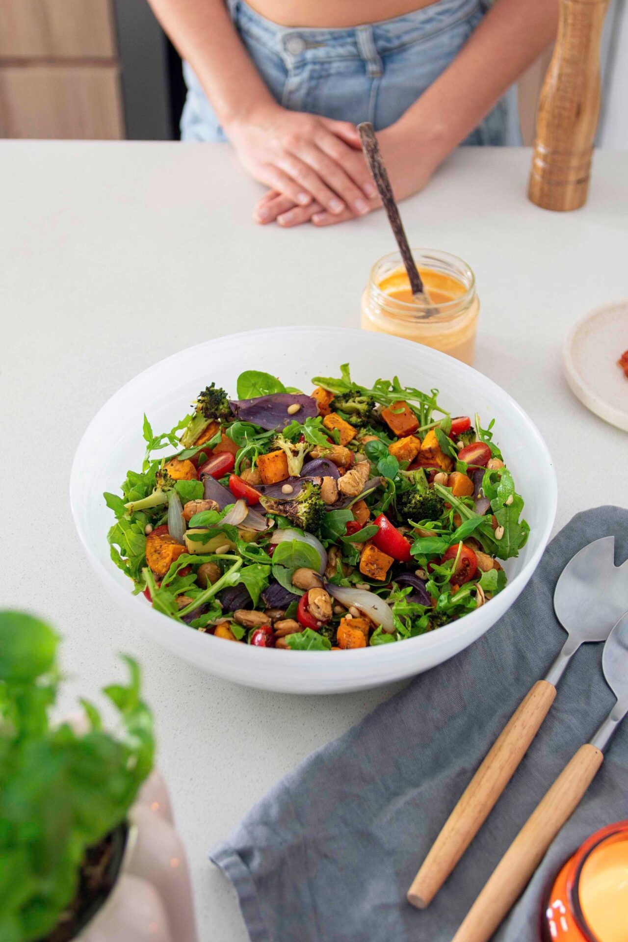 Roasted Sweet Potato & Butter Bean Salad with Sun-Dried Tomato Dressing
