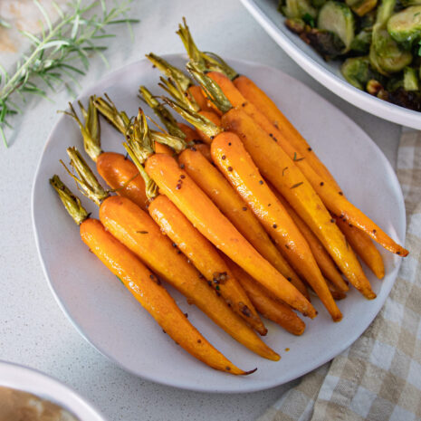 Maple glazed carrots on a side dish for Christmas