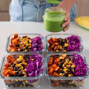 Burrito Bowl meal prep in containers