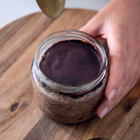 Mocha overnight oats in a jar