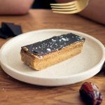 Nourishing, decadent caramel slice with multiple layers
