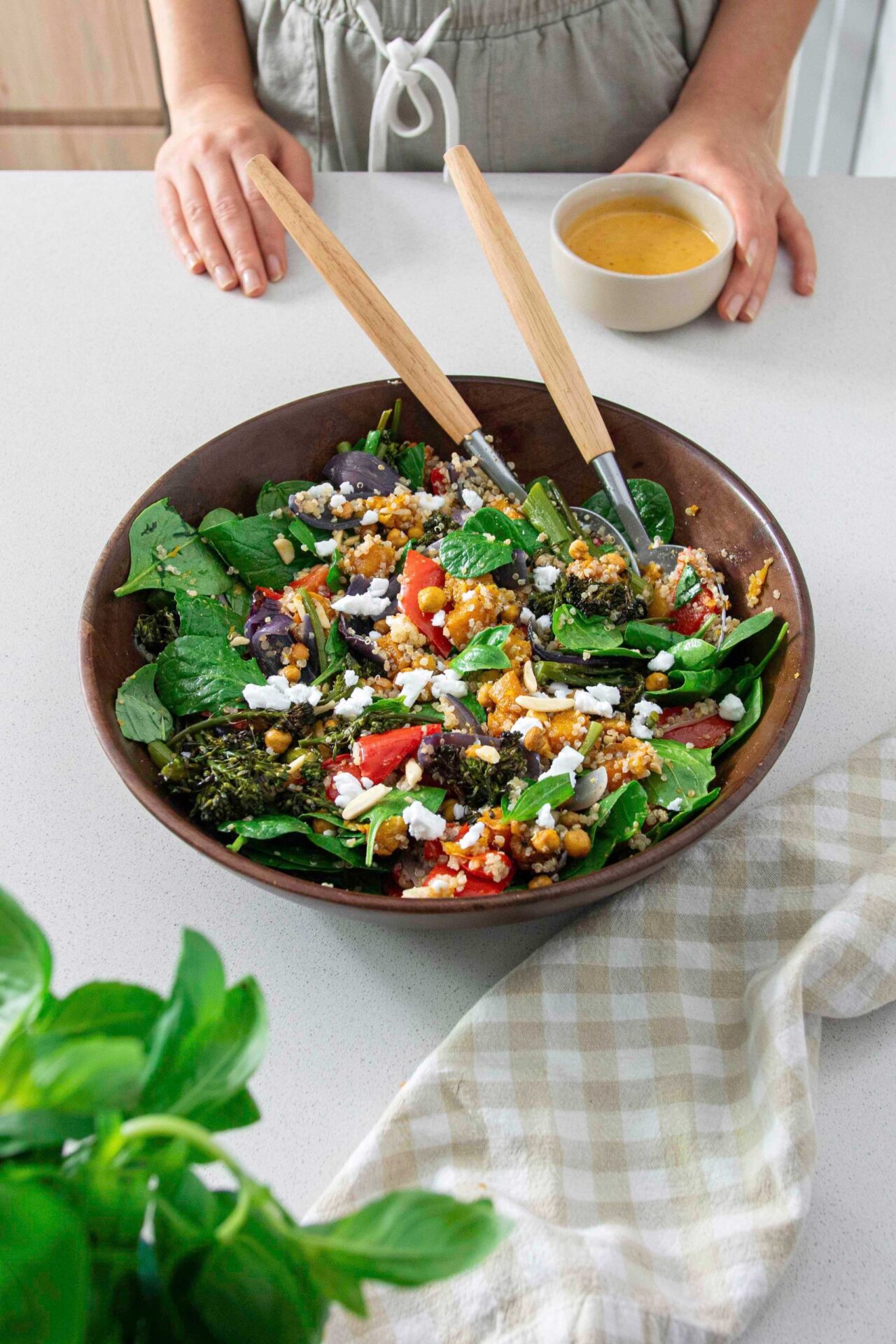 Vibrant, healthy Mediterranean style salad bowl
