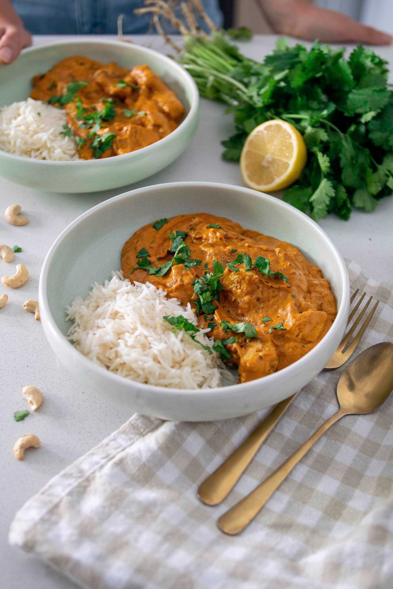 Bowl of vegan, healthy butter chicken