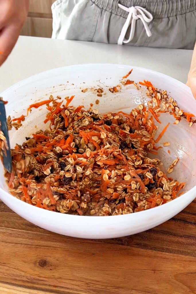 The Carrot Cake Baked Oats mix in a bowl
