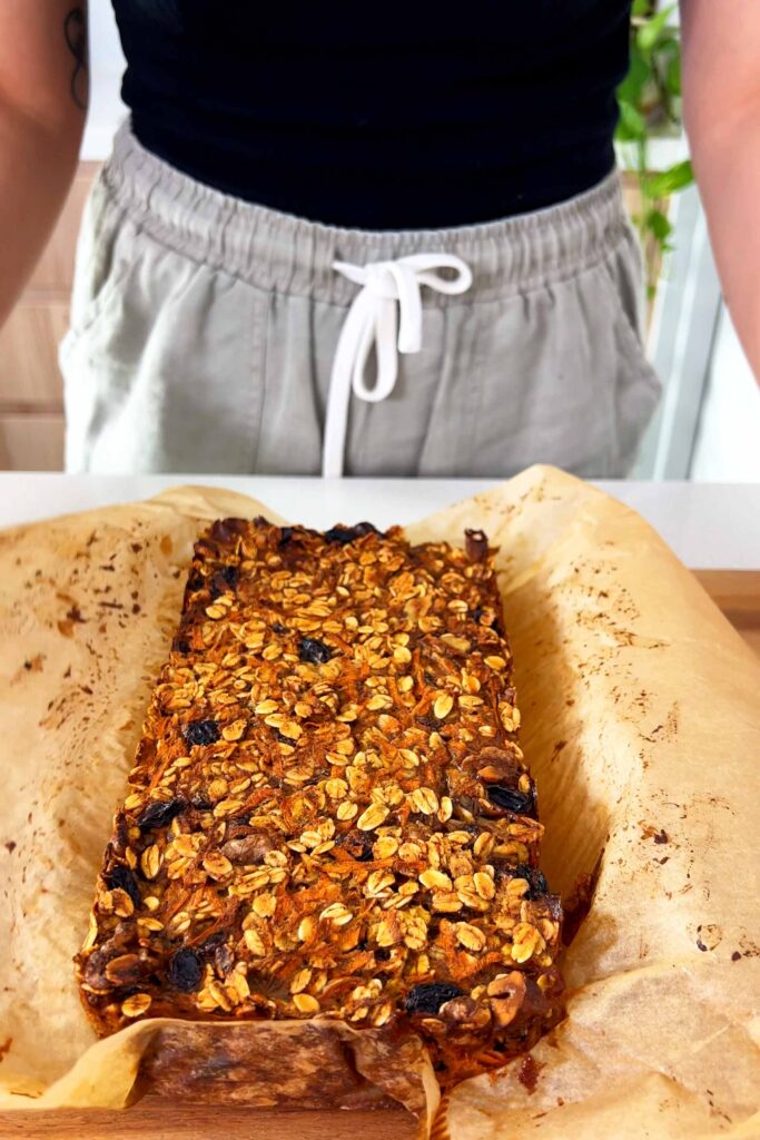 The Carrot Cake Baked Oats freshly baked out of the oven