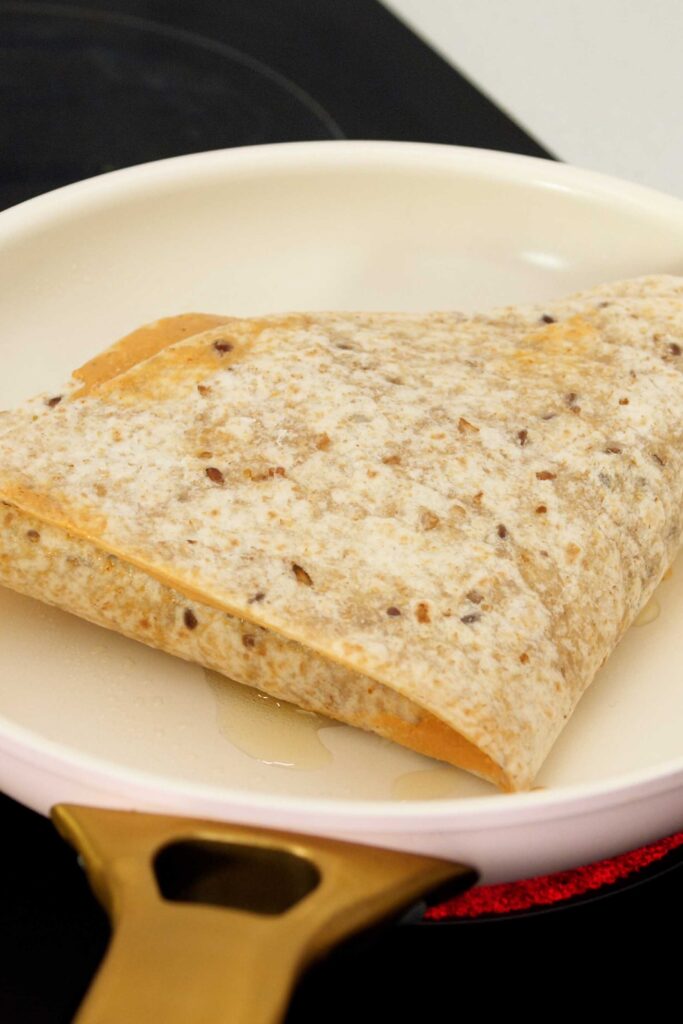 Avocado Tortilla Wrap crispy in a pan