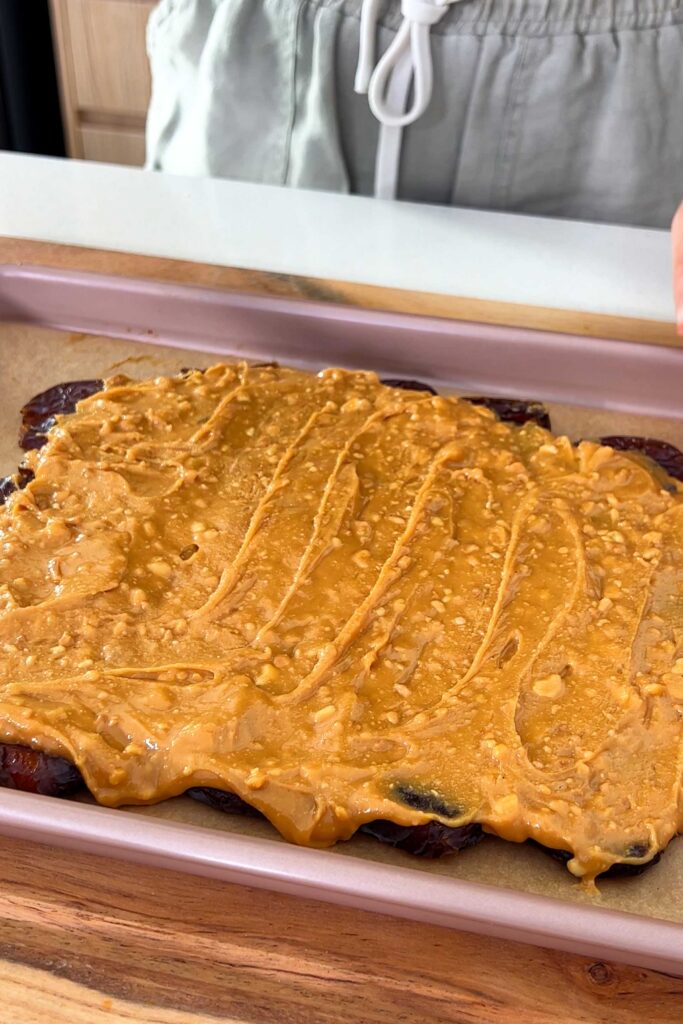 The Medjool dates covered with peanut butter from above