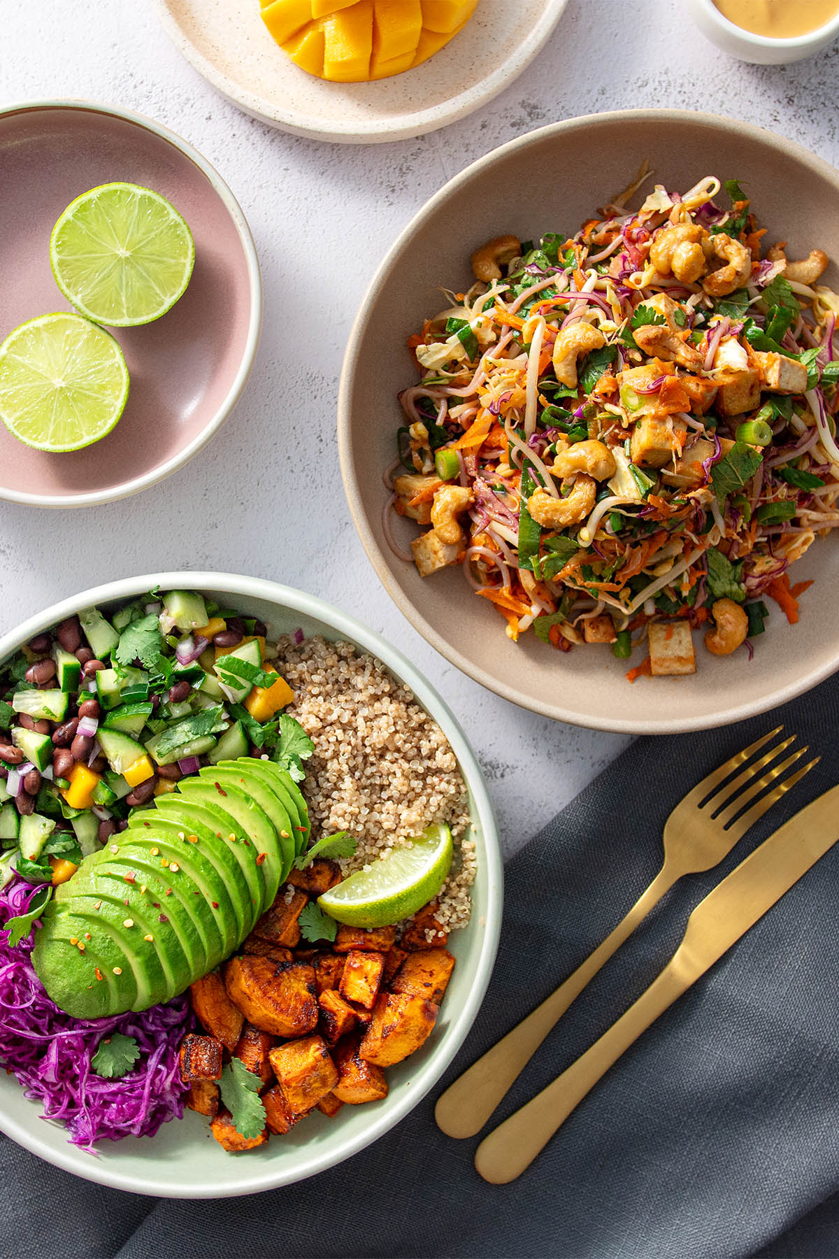 Two vibrant, nourishing plant-based bowls as featured in The Ultimate Plant-Based Cookbook by Sarah Cobacho